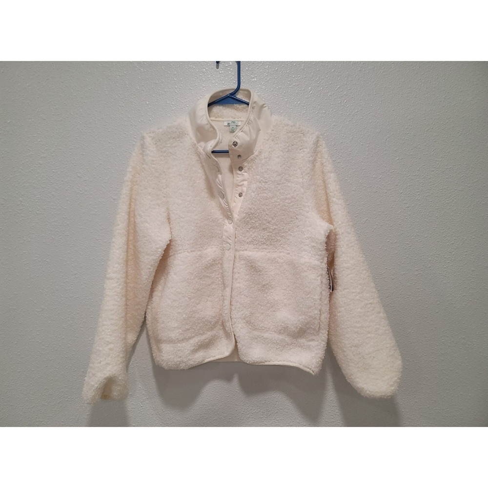 dip New sherpa woman button up fleece jacket size S NEW with tags. White